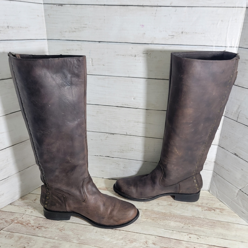 Steven Rannt Studded Leather Riding Boots W US 8 - Picture 10 of 15